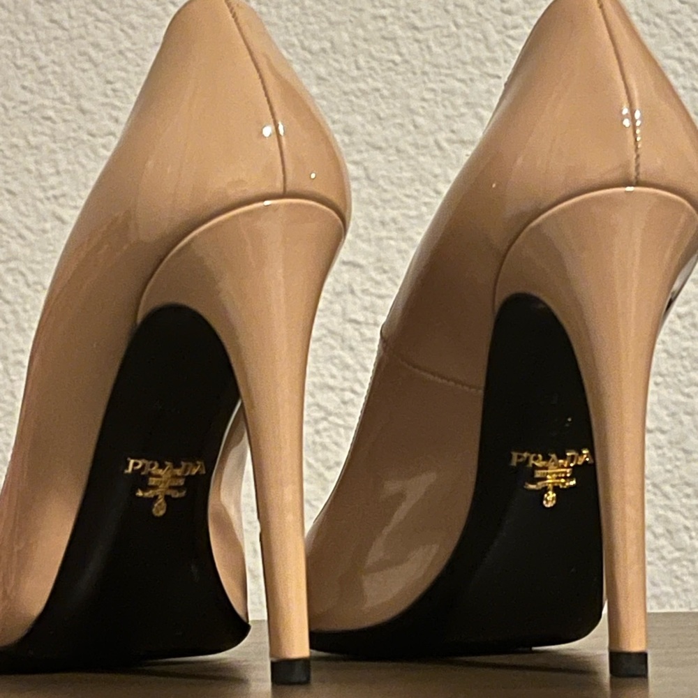 Prada Nude Patent Pumps